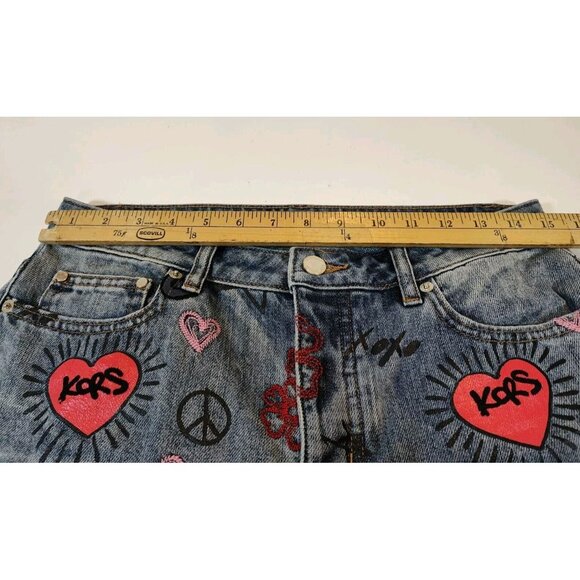 Michael Kors Graffiti Embroidered Cropped Jeans Women's Size 6 NYC HTF Hippie - Picture 7 of 10